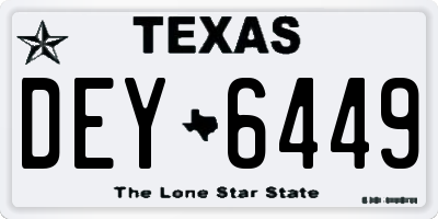 TX license plate DEY6449