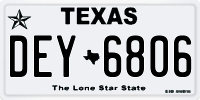TX license plate DEY6806