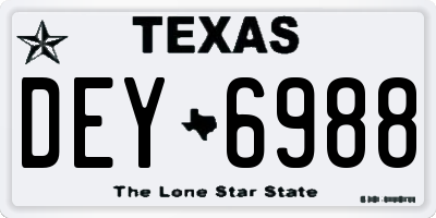 TX license plate DEY6988