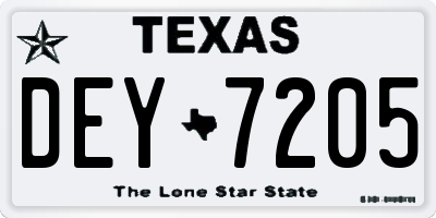 TX license plate DEY7205