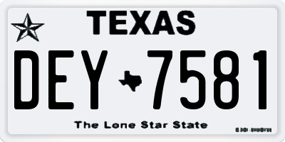TX license plate DEY7581