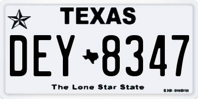 TX license plate DEY8347
