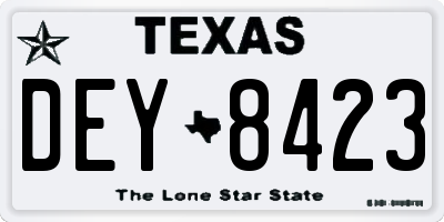 TX license plate DEY8423