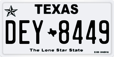 TX license plate DEY8449