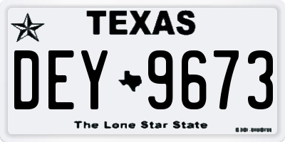 TX license plate DEY9673
