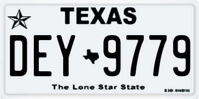 TX license plate DEY9779