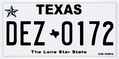 TX license plate DEZ0172