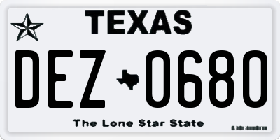 TX license plate DEZ0680
