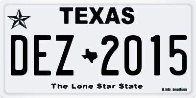 TX license plate DEZ2015