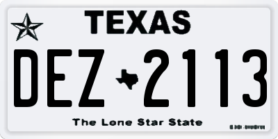 TX license plate DEZ2113