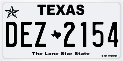 TX license plate DEZ2154