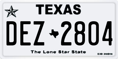TX license plate DEZ2804