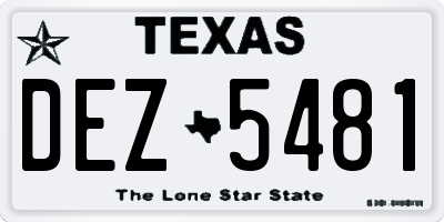 TX license plate DEZ5481