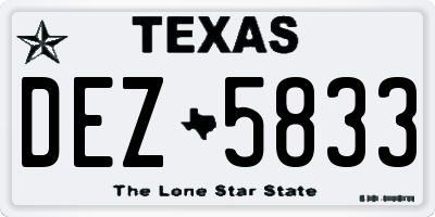 TX license plate DEZ5833