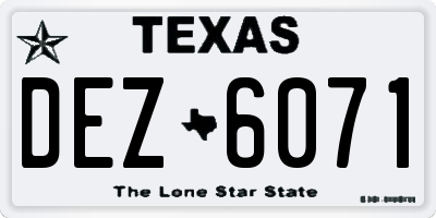 TX license plate DEZ6071