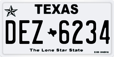 TX license plate DEZ6234