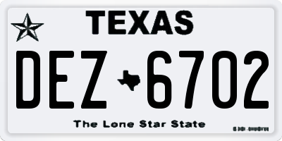 TX license plate DEZ6702