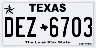 TX license plate DEZ6703