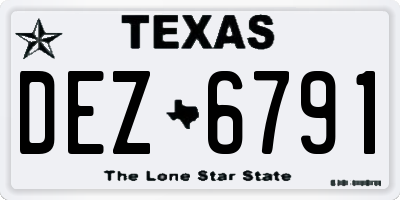 TX license plate DEZ6791
