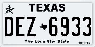 TX license plate DEZ6933