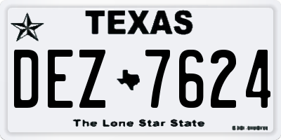 TX license plate DEZ7624