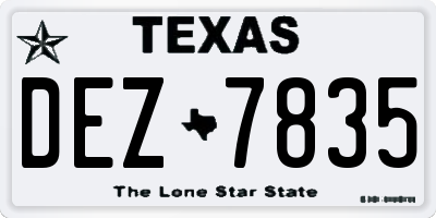TX license plate DEZ7835