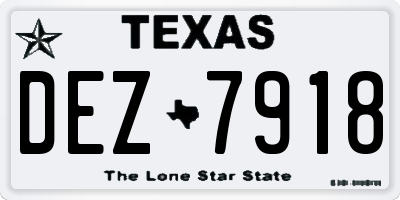 TX license plate DEZ7918