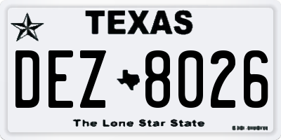 TX license plate DEZ8026