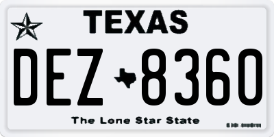 TX license plate DEZ8360