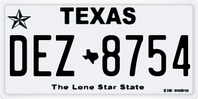 TX license plate DEZ8754