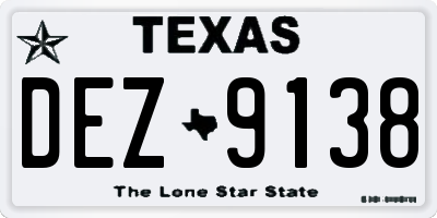 TX license plate DEZ9138