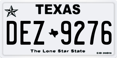 TX license plate DEZ9276