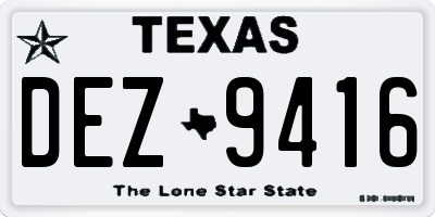 TX license plate DEZ9416