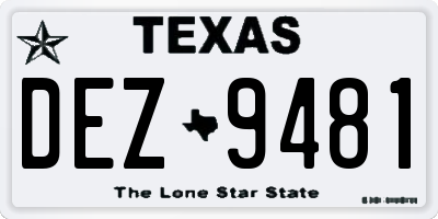 TX license plate DEZ9481