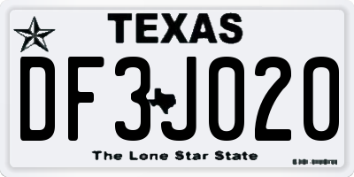 TX license plate DF3J020