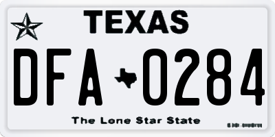 TX license plate DFA0284
