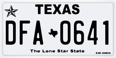 TX license plate DFA0641