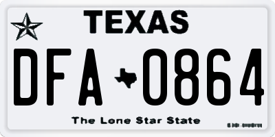 TX license plate DFA0864