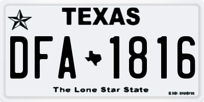 TX license plate DFA1816