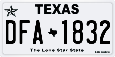 TX license plate DFA1832