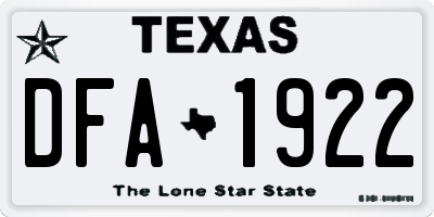 TX license plate DFA1922
