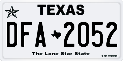 TX license plate DFA2052