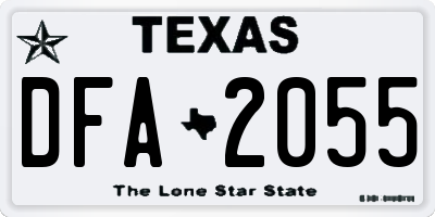 TX license plate DFA2055