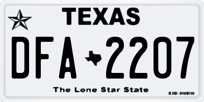 TX license plate DFA2207