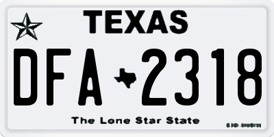 TX license plate DFA2318