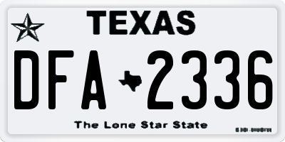 TX license plate DFA2336