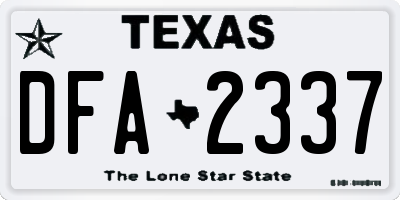 TX license plate DFA2337