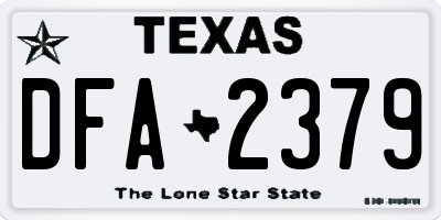 TX license plate DFA2379
