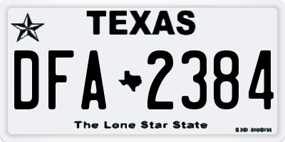 TX license plate DFA2384
