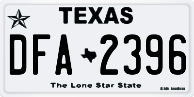 TX license plate DFA2396